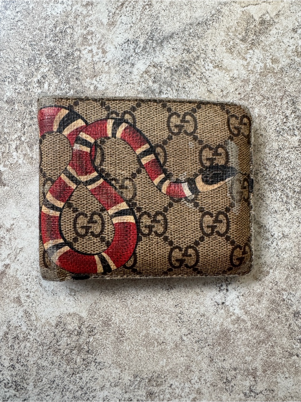 Gucci Brown GG Supreme Kingsnake Bifold Wallet